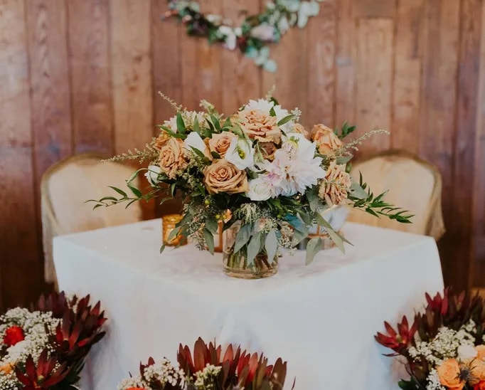 Poppy Flowers: Signing Table Arrangement - Wedding Flower Arrangements