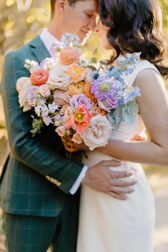 Vibrant pastel wedding bouquet